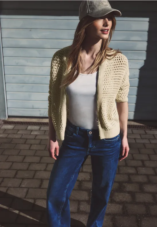 Cardigan mit Rundhals und Zipper