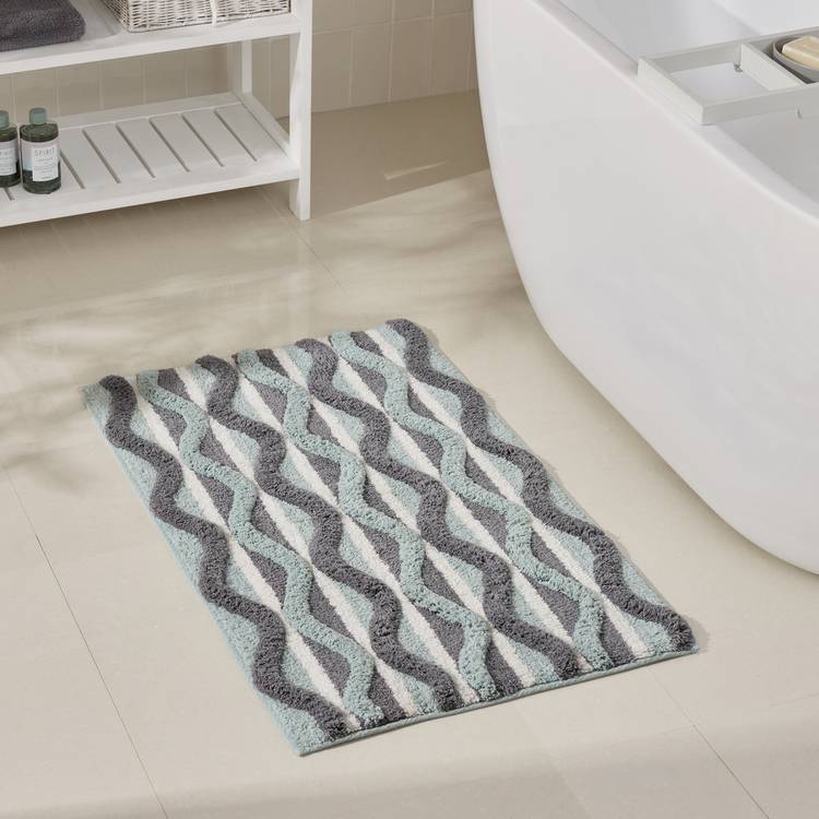 Habitat Retro Wave Geo Bath Mat - Blue