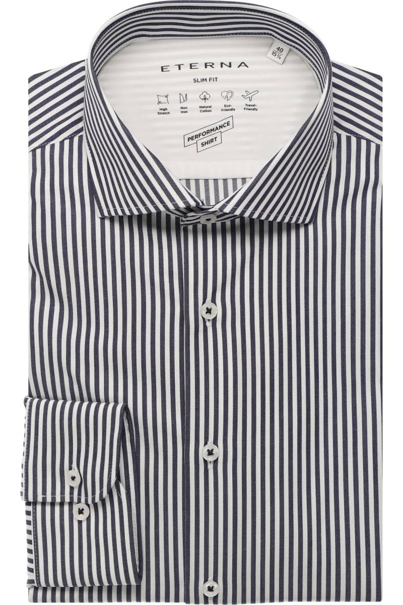 ETERNA Performance Slim Fit Hemd marine, Gestreift