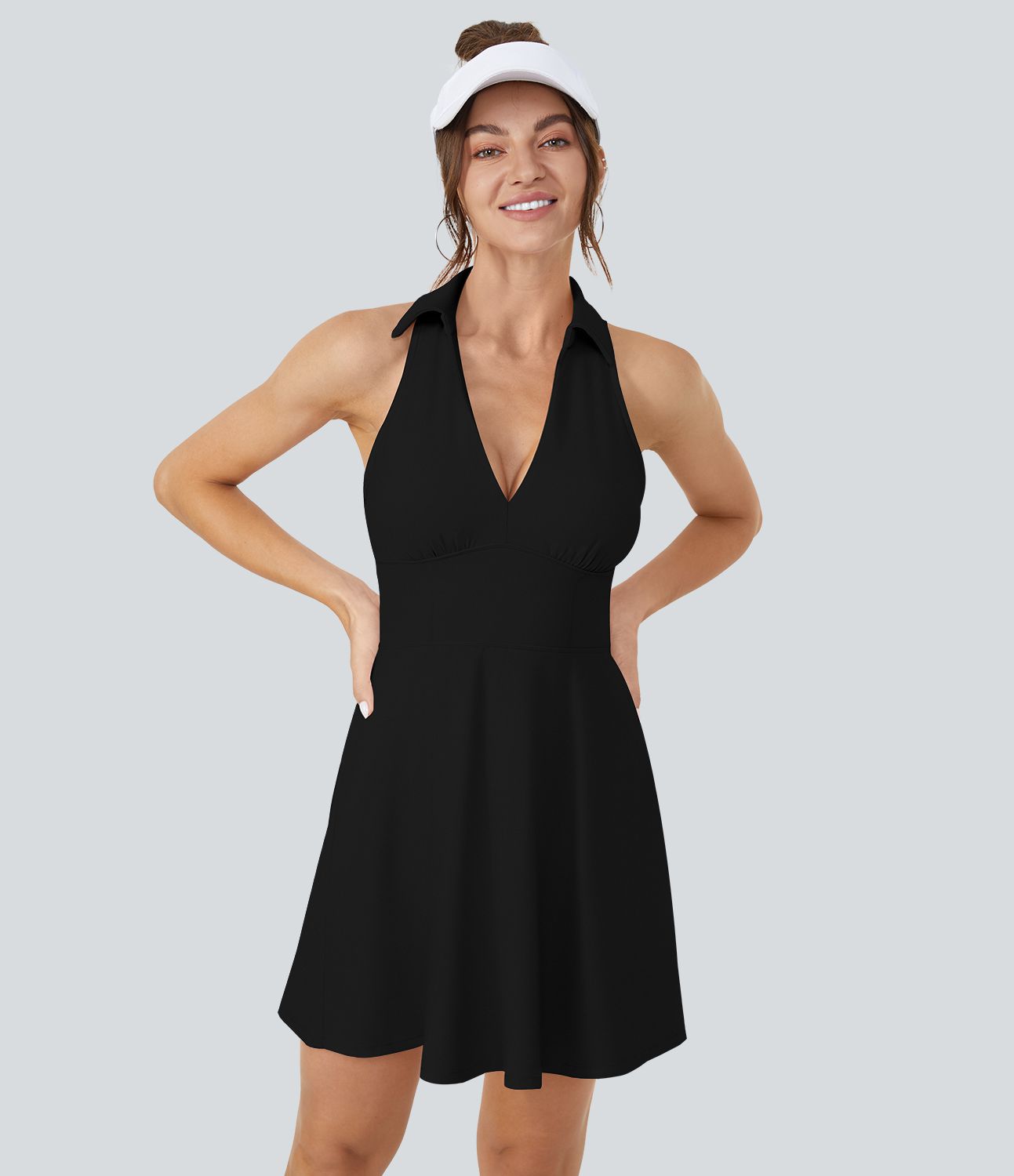 Robe de golf mini SoftlyZero™ Airy évasée à effet frais InstantCool en 2-en-1 avec col dos nageur et poche pour tee de golf, protection solaire UPF50