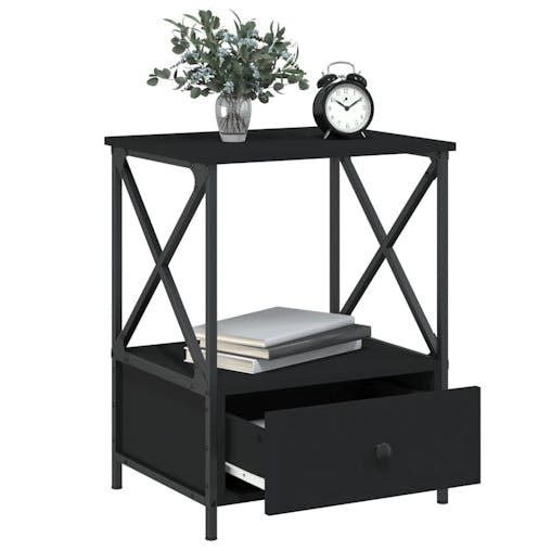 NNEVL Bedside Table Black 50x41x65 cm Engineered Wood