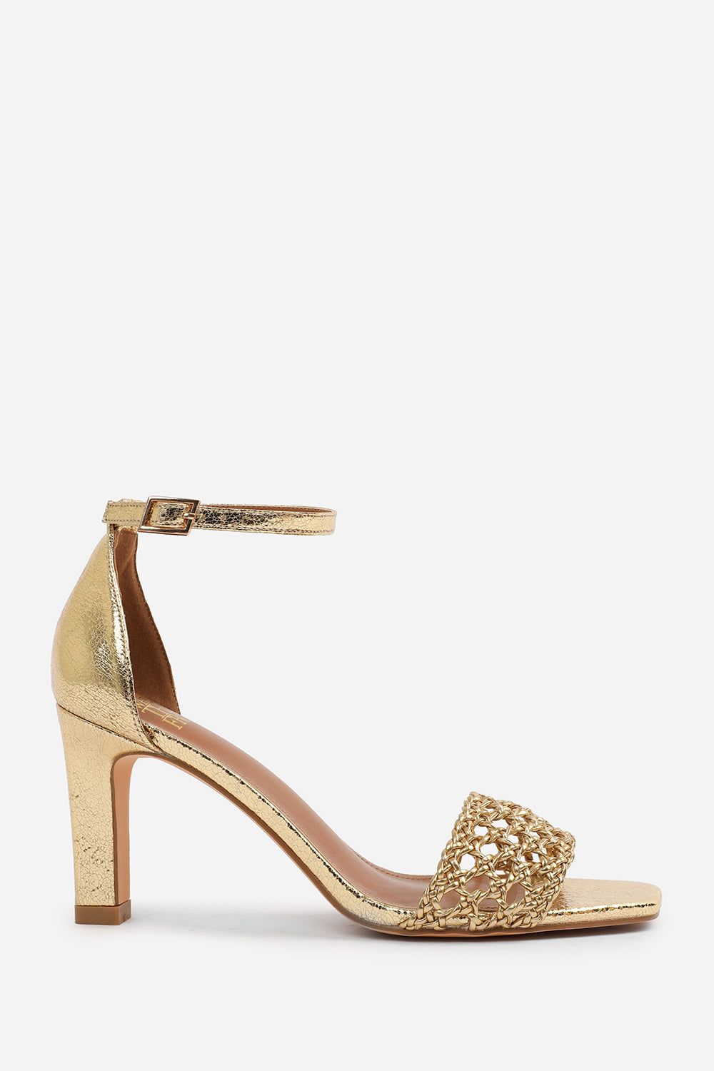 Where's That From Nyomi' Braided Strappy Block Heel Adjustable Buckle