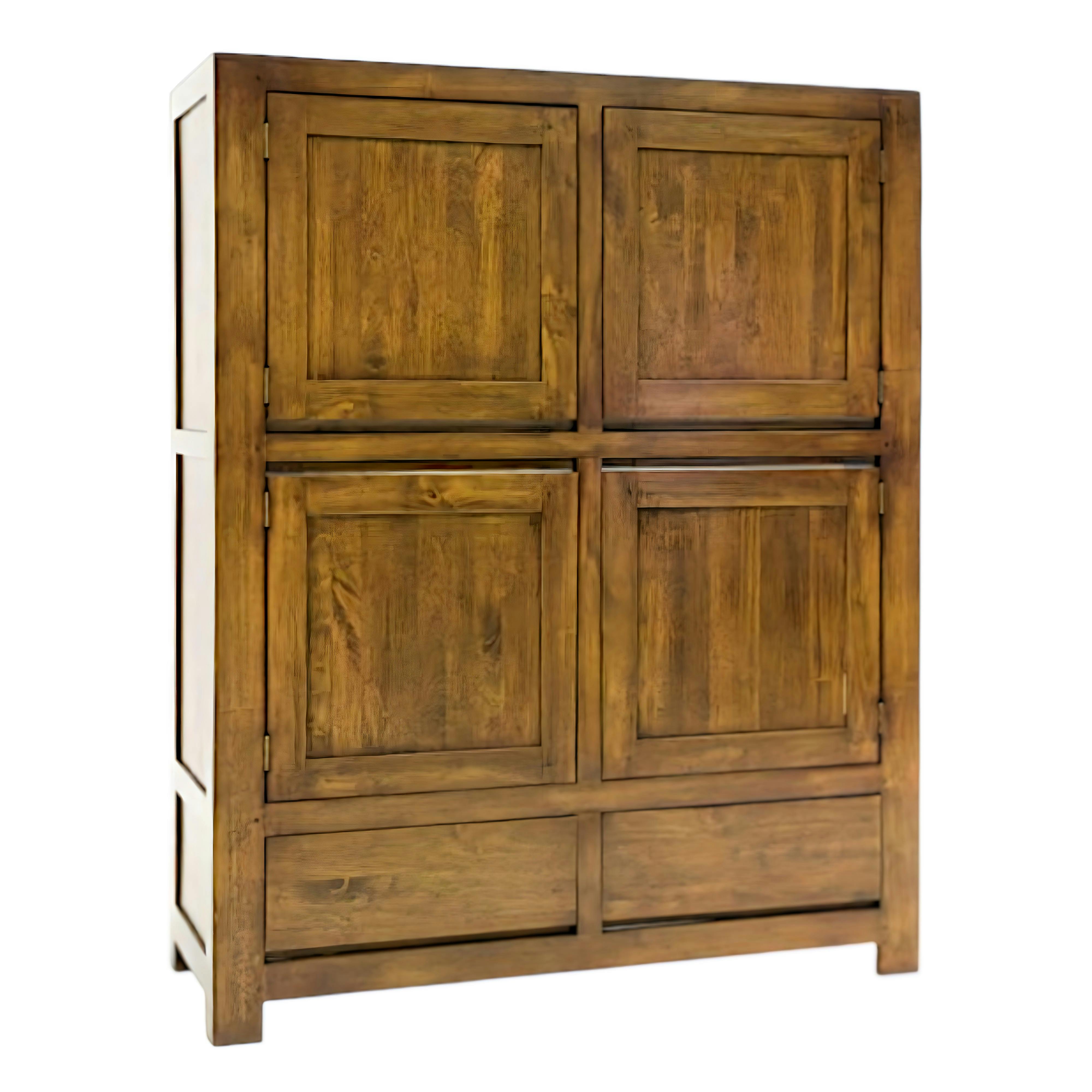 Buffet moderne 4 portes 2 tiroirs hévéa 120x150cm OLGA
