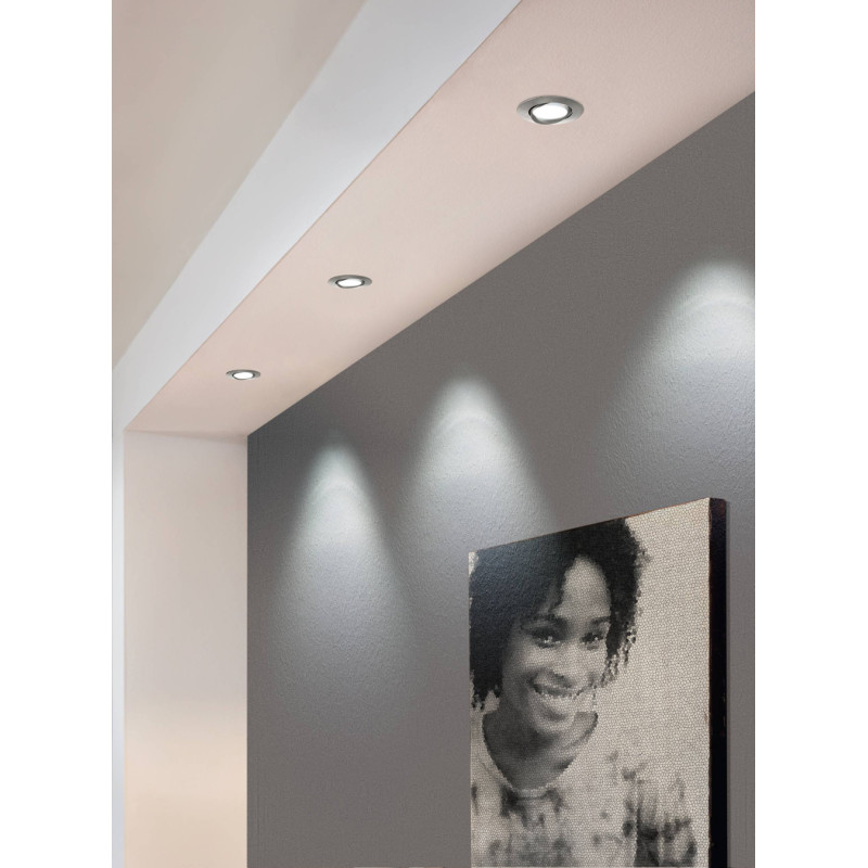 Spot encastrable LED Pineda nickel mat dimmable Ø 8,4 cm 5,5 W EGLO