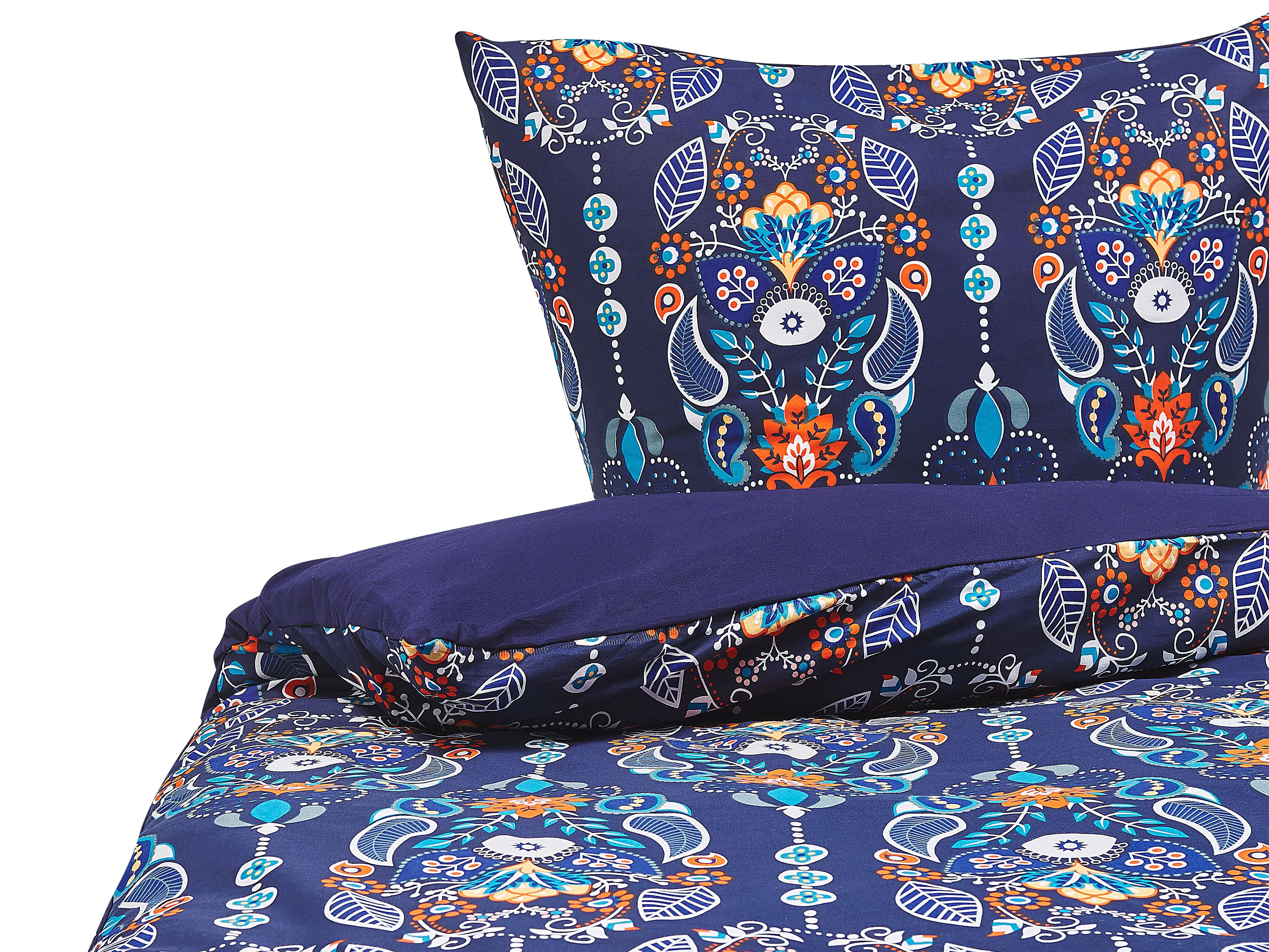 Duvet Cover Set MADRONA Sateen Cotton 135 x 200 cm Dark Blue