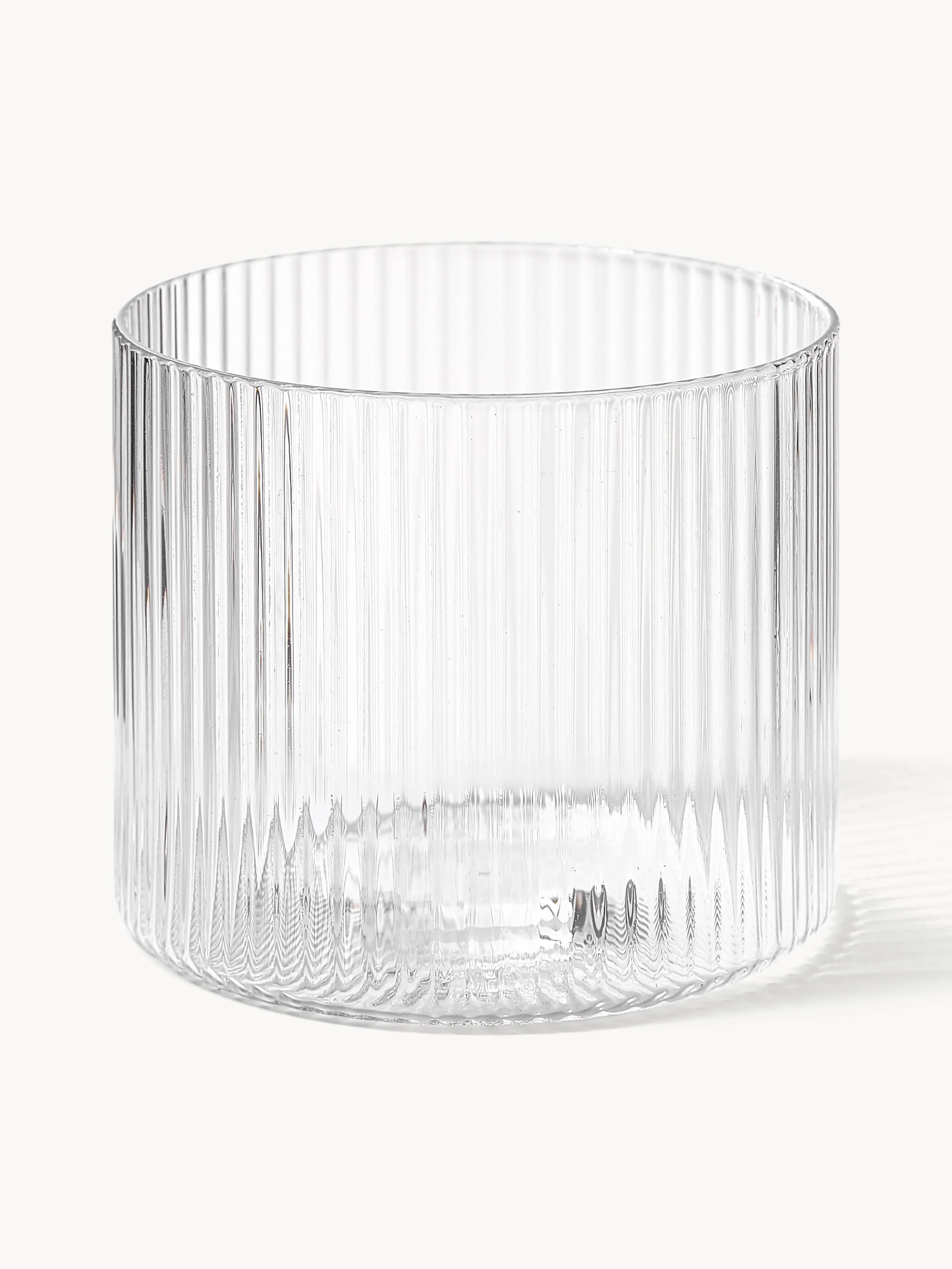Mundgeblasene Trinkgläser Ripple mit Prägungsmuster, 4er-Set
