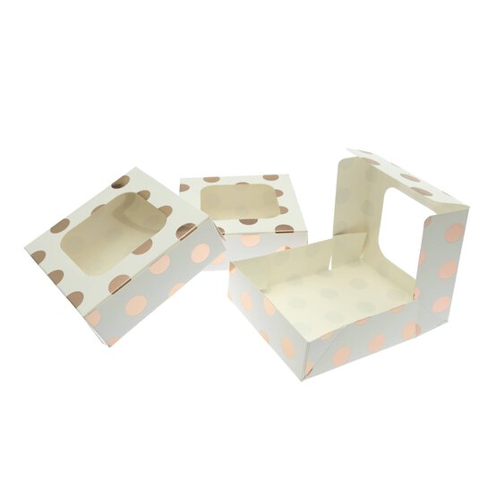 Rose Gold Polka Dot Small Treat Boxes 3 Pack