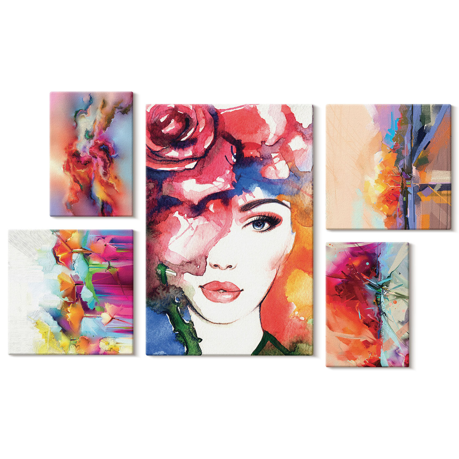 Obraz canvas 5 części Kolorowe portrety|20x30, 30x30, 40x60|Wallfluent