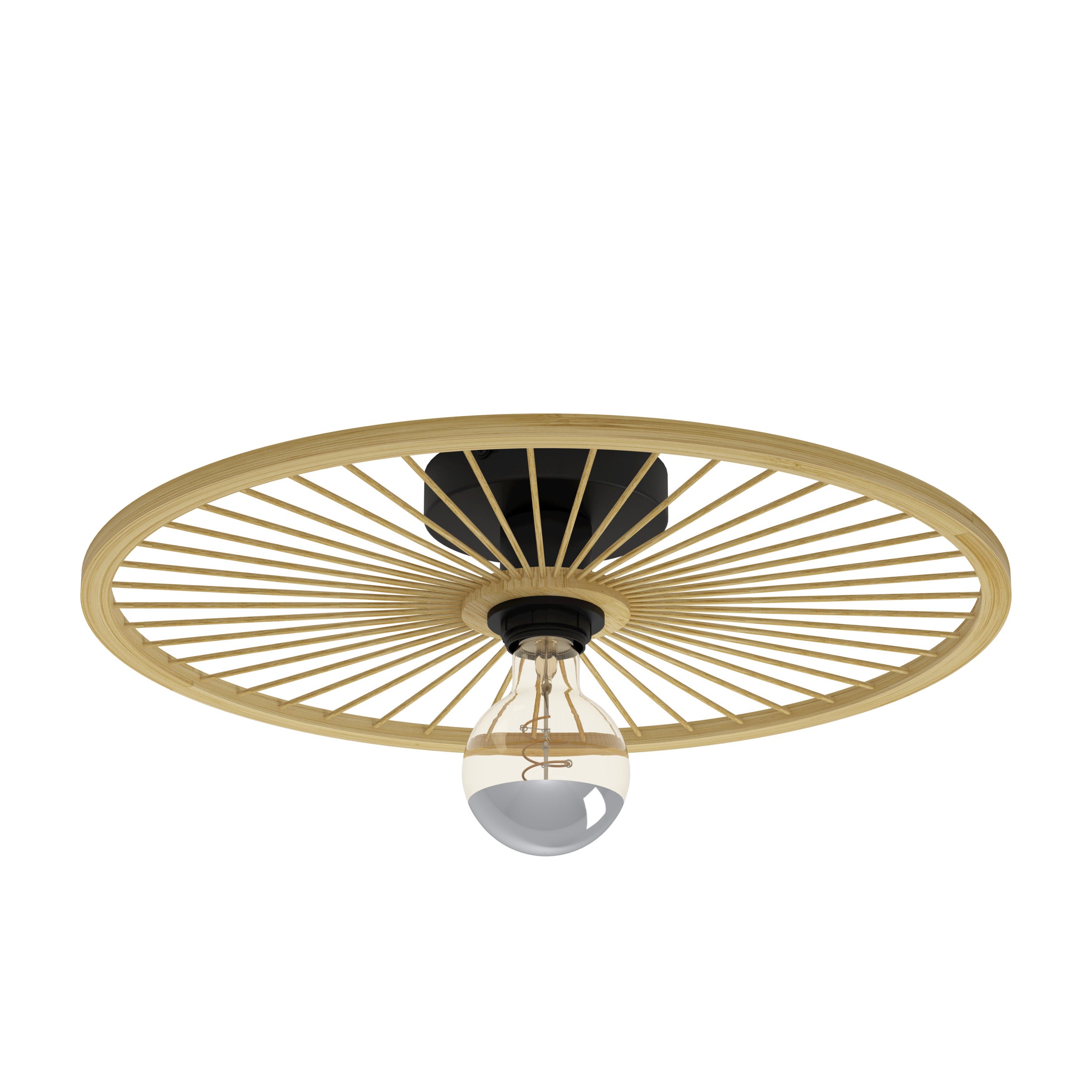 EGLO plafondlamp Leominster - e27 - ø 45 cm - zwart/hout