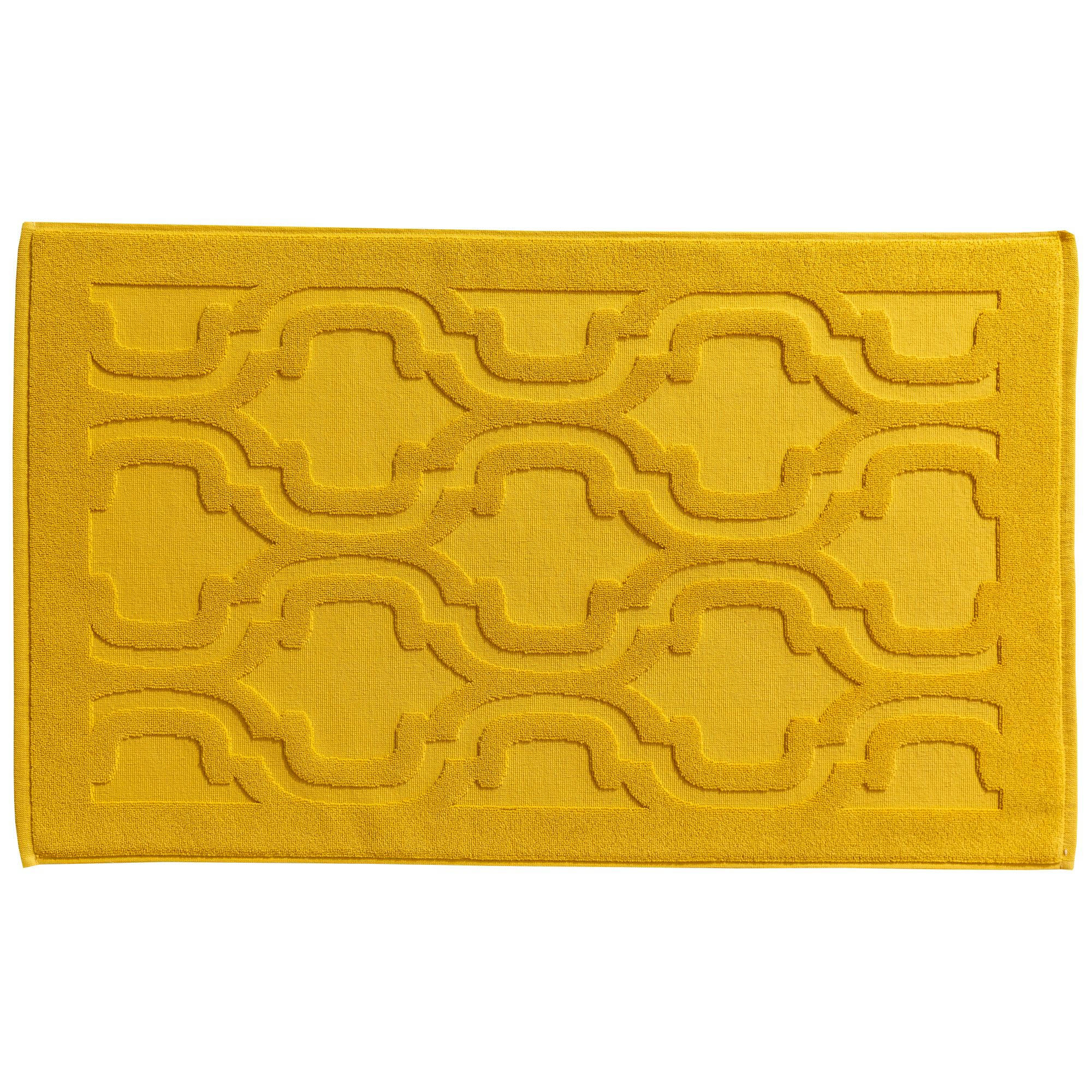 MIHRAB - Tapis de bain 50x80 jaune ocre en coton 940 g/m²