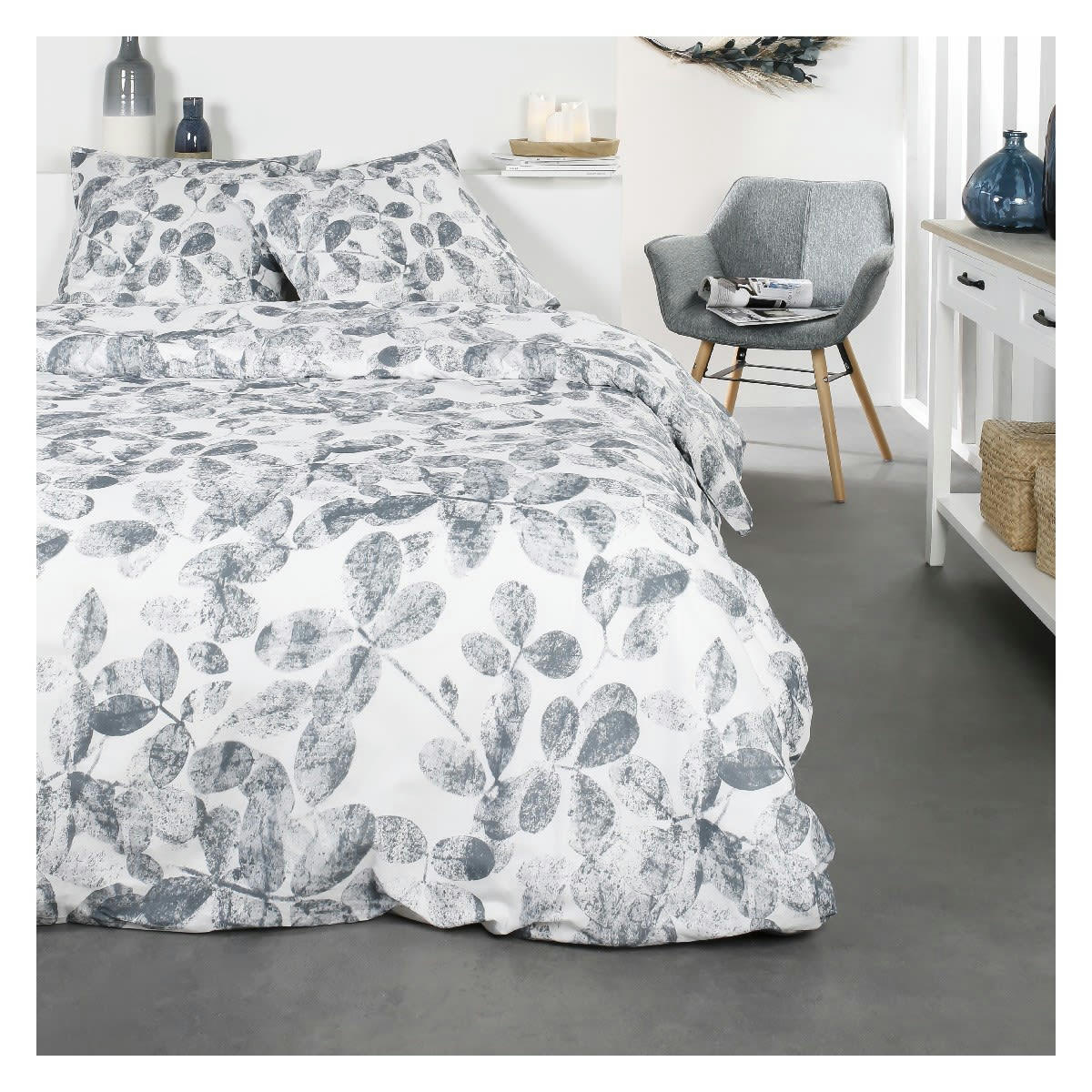 SUNSHINE GAEL - Parure de lit 2 personnes imprimé en Coton Bleu 220x240 cm