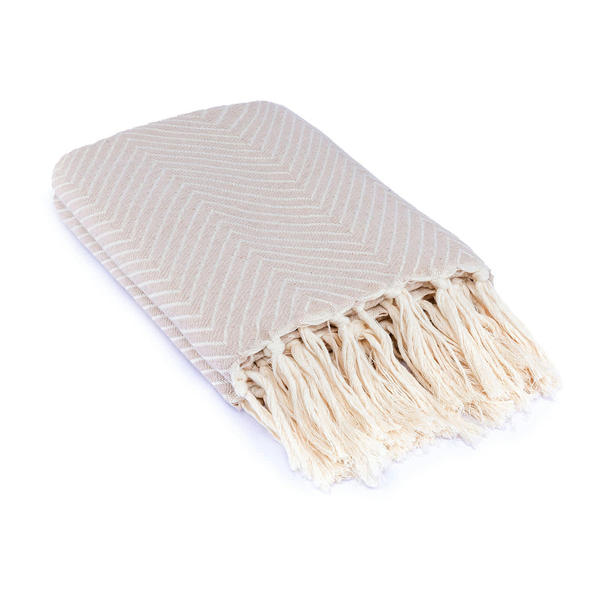AMSTERDAM - Plaid coton  160x250 taupe clair