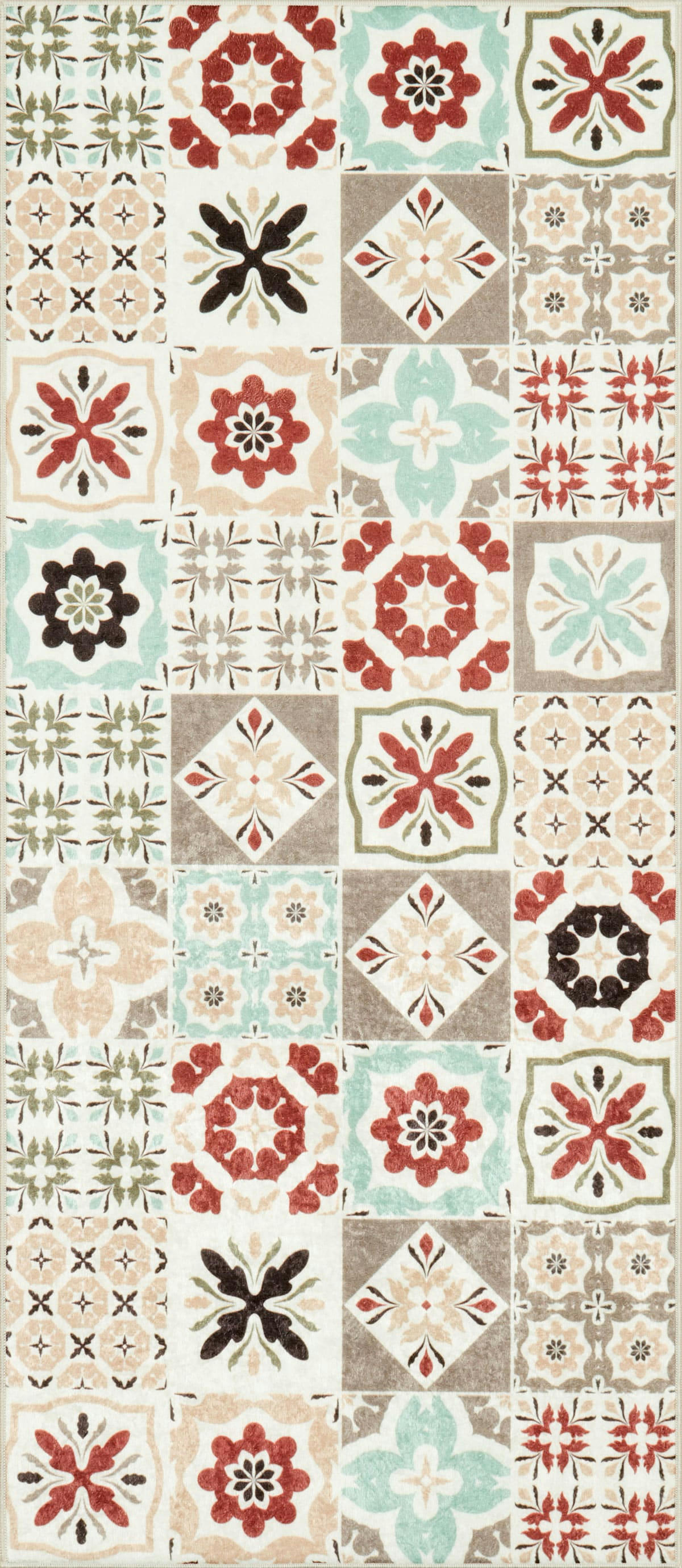 AZULEJO - Tapis de cuisine carreaux de ciment multicolore 50x100