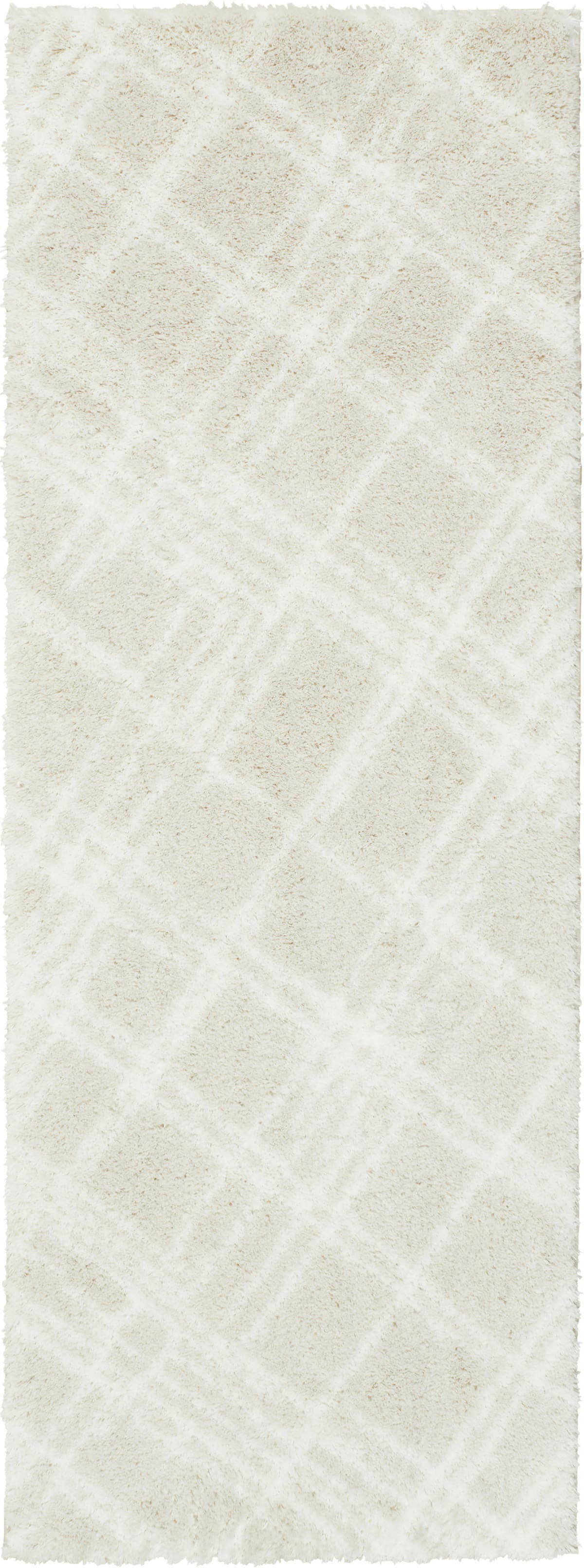OSLO - Tapis shaggy abstrait motif géométrique beige - 80x150 cm