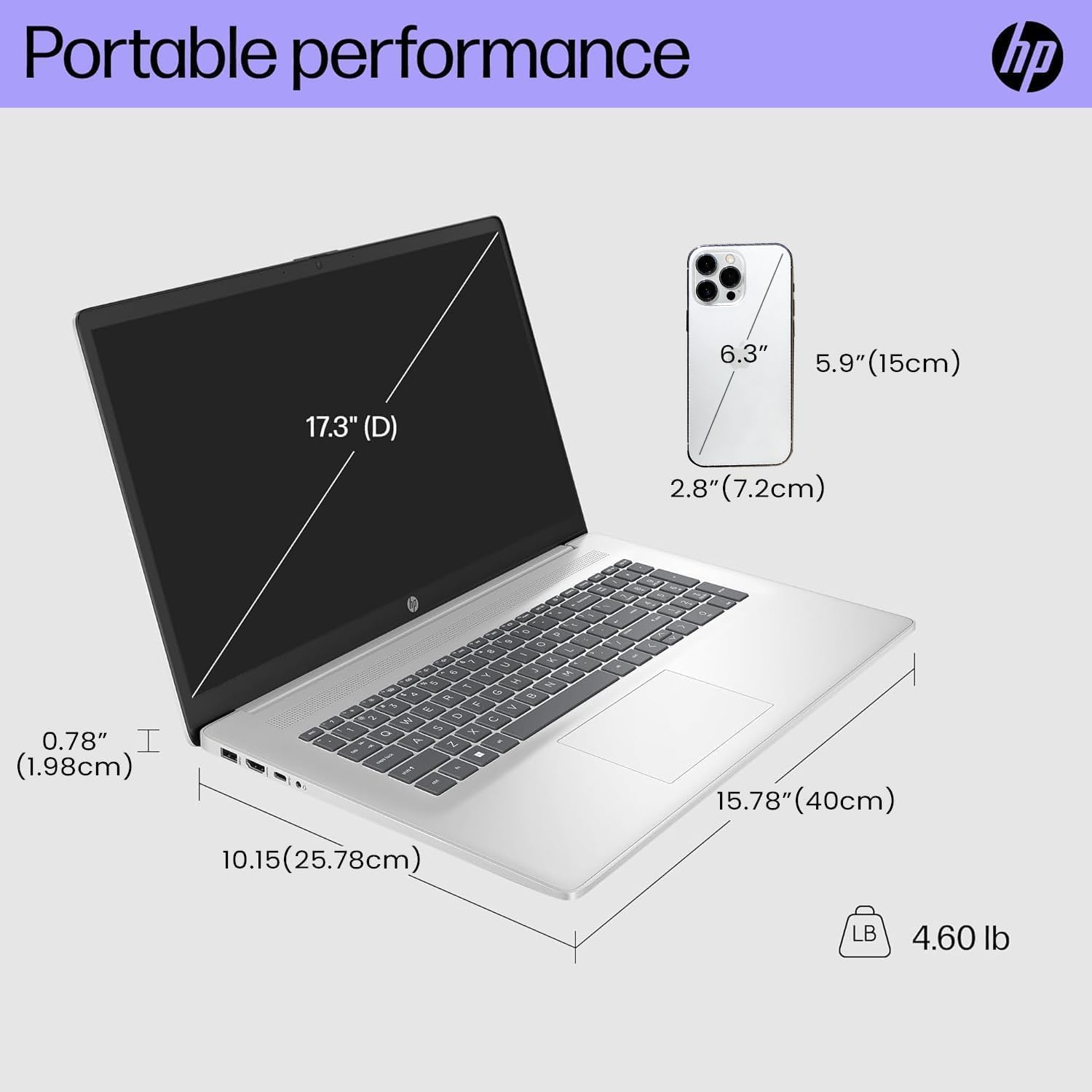 HP 17.3 Laptop for Home  Students  Business  Lifetime Office 365 for The Web  17.3 Touchscreen  8-Cores Intel CPU  w/Copilot  8GB RAM  128GB eMMC  Camera Privacy Shutter  Win11