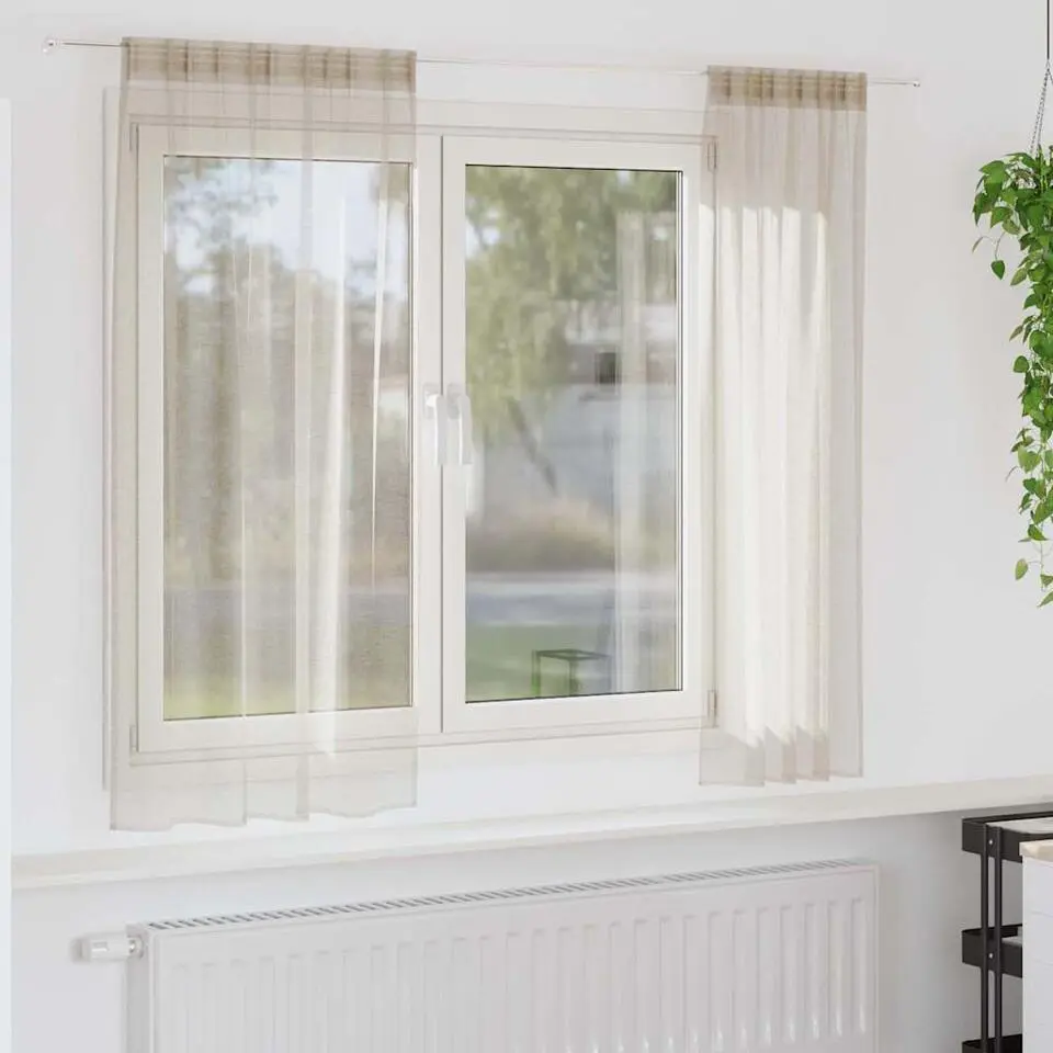 vidaXL Vitrages voor woonkamer - Zand - Polyester - 140x175 cm - Set van 2