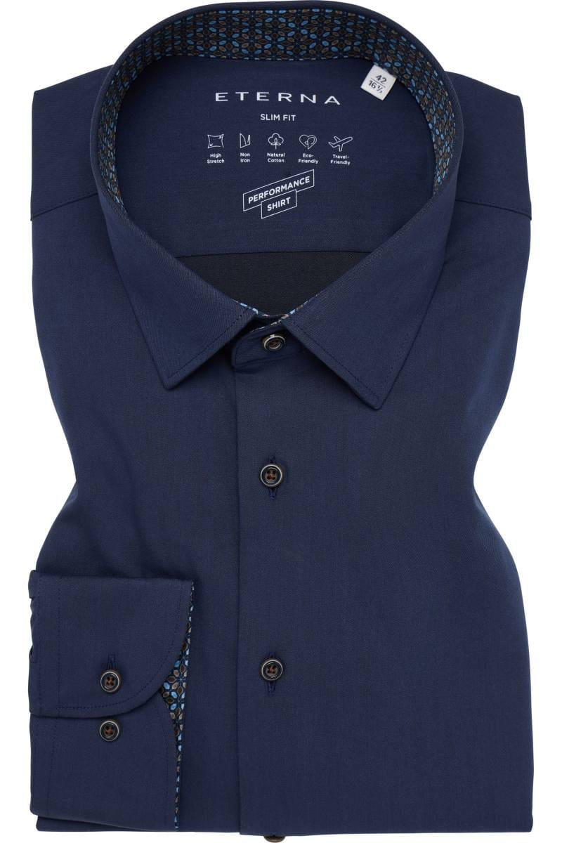 ETERNA Performance Slim Fit Hemd marine, Einfarbig
