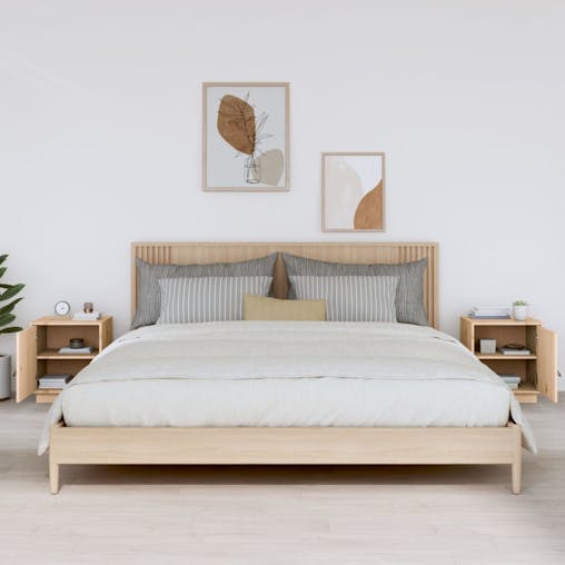 NNEVL Bedside Cabinets 2 pcs 40x34x45 cm Solid Wood Pine