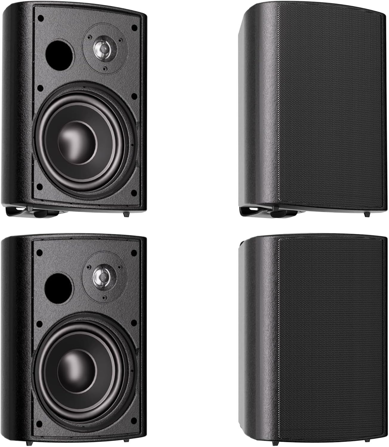 Herdio 6.5 Inches Outdoor Speakers Wired Waterproof Passive,Wall Mount Speakers with 800 Watts Powerful Bass for Home Patio Garden Covered Deck,All-Weather Durability,Black(2 Pairs)