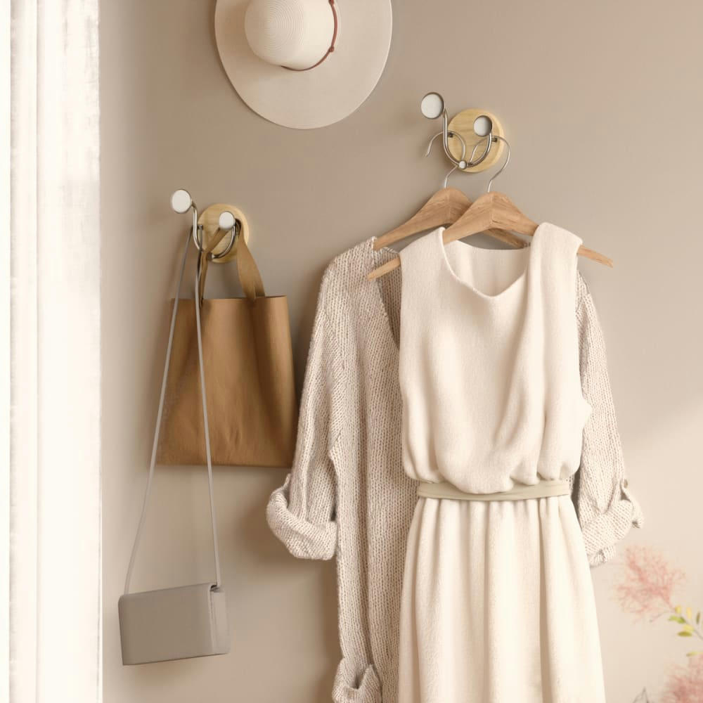 - Patère 3 crochets bois naturel