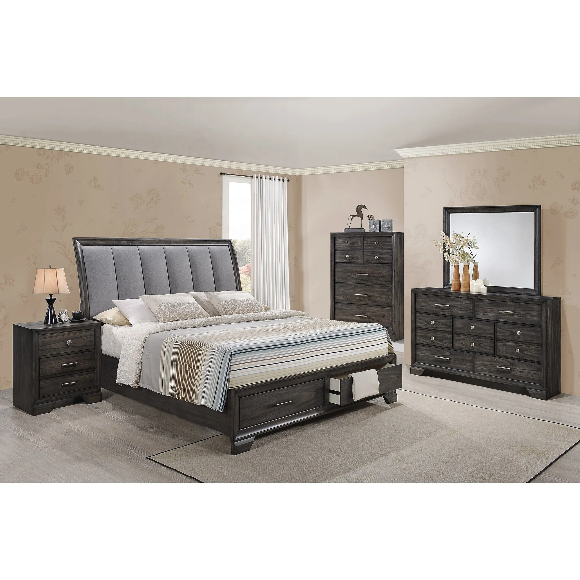 Charming Wooden Nightstand with Metal Knobs and Multiple Drawers for Bedroom