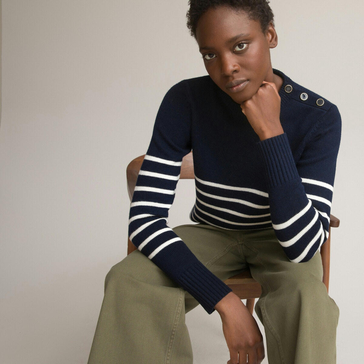 Pull marinière Signature en laine mélangée