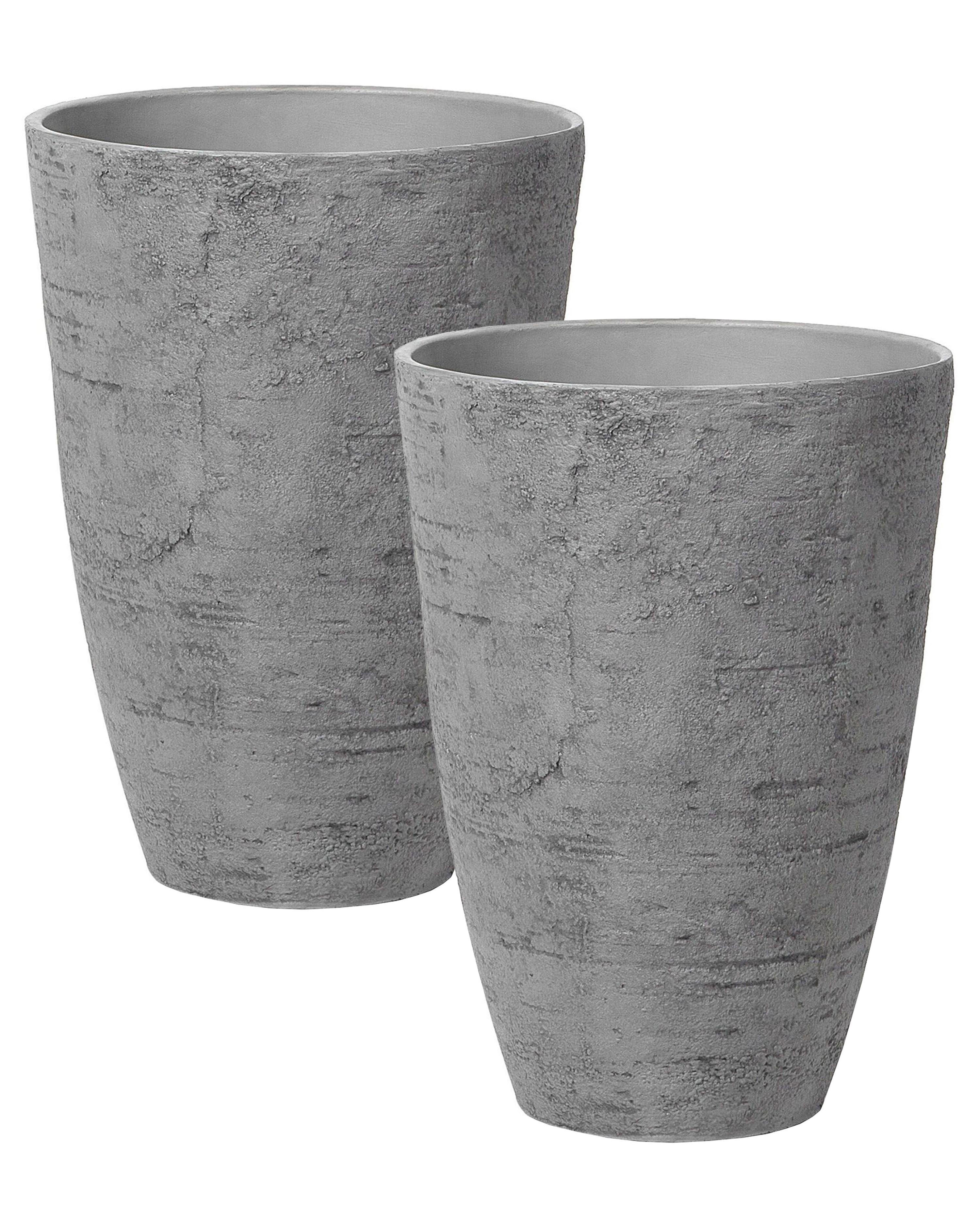Set of 2 Plant Pots CAMIA 43 cm Grey