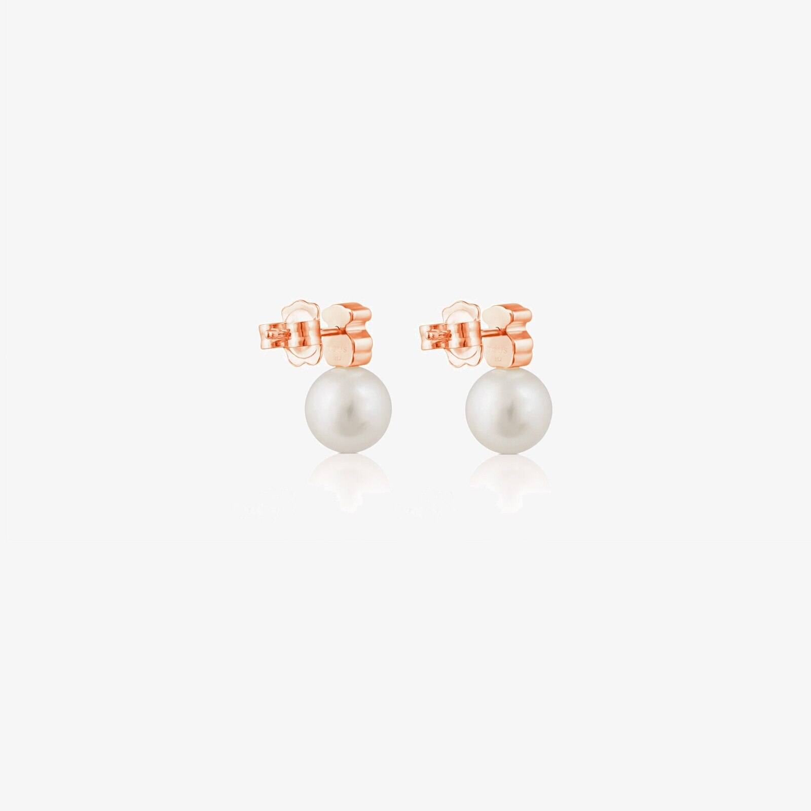 Pendientes con baño de oro rosa 18 kt sobre plata y perla cultivada Super Micro