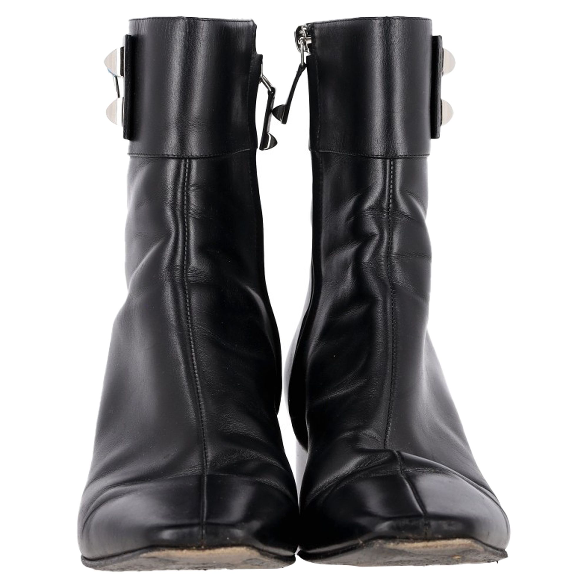 Hermes Preloved Decouverte 50 Ankle Boots in Black Leather