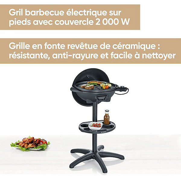 Barbecue gril électrique - SEVERIN - PG 8541 - 2000 Watt - Noir mat - 1320 cm²