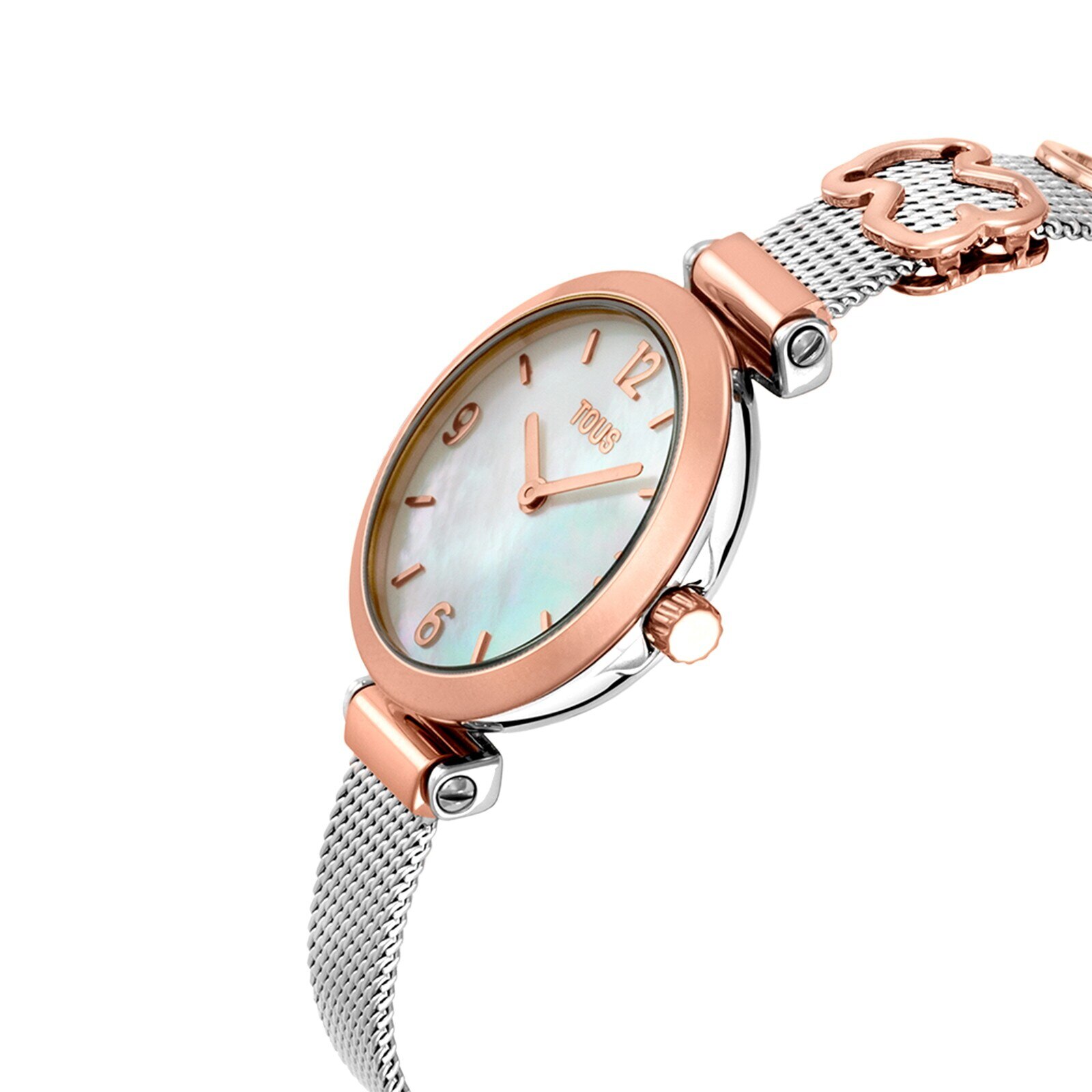 Reloj analógico con brazalete de acero, acero rosado y esfera de nácar Icon Charms