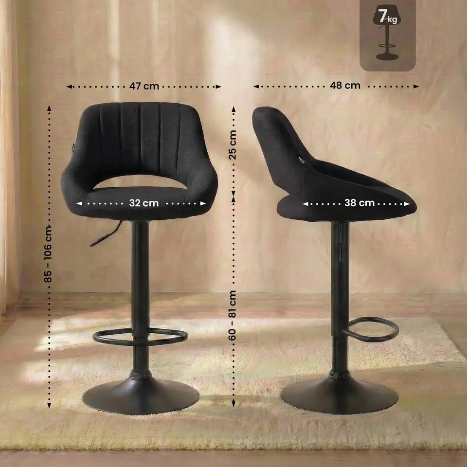 CLP Barkruk Milet zwart Frame - Stof - zwart