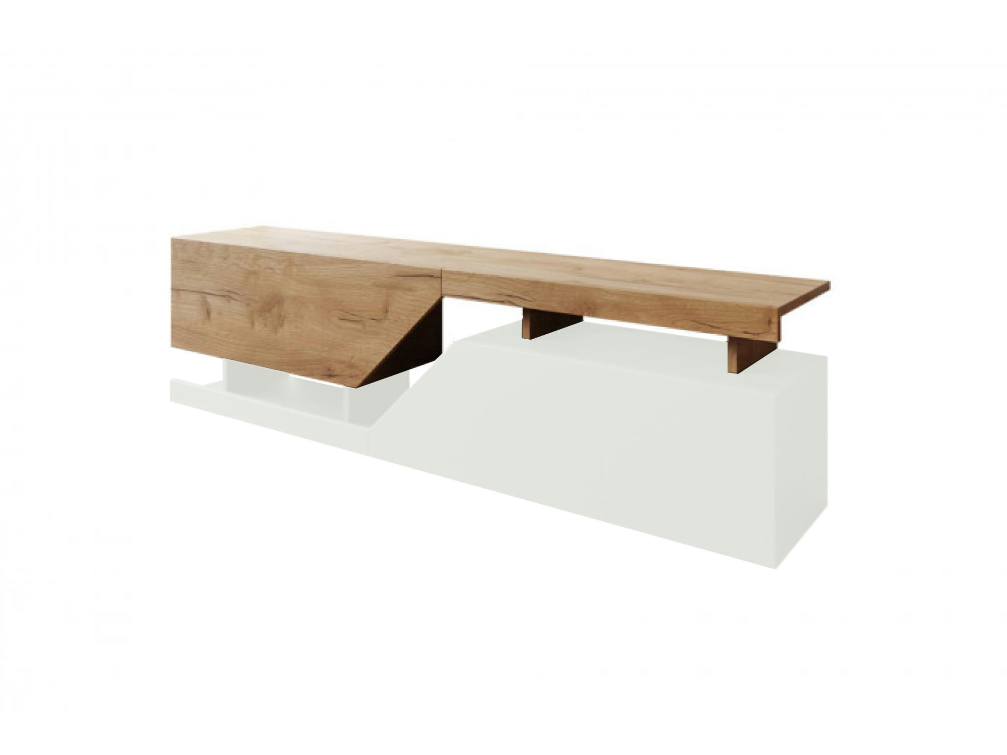 PITT - Meuble TV style industriel 160 cm bois / blanc