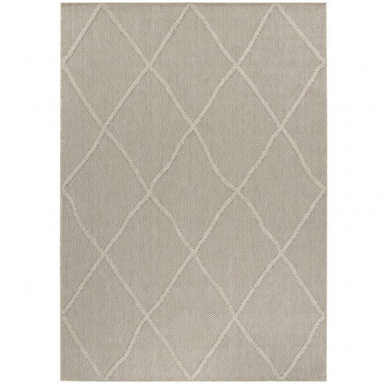 JUDE - Tapis effet jute naturel à relief losanges beige 160x230cm