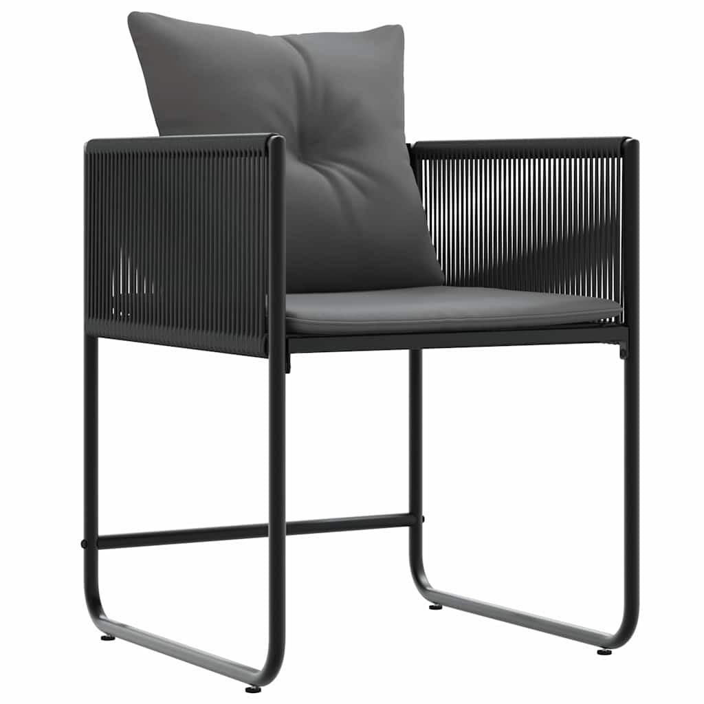Krzesło z poduszką 4 pcs Czarny i antracyt Rattan PE