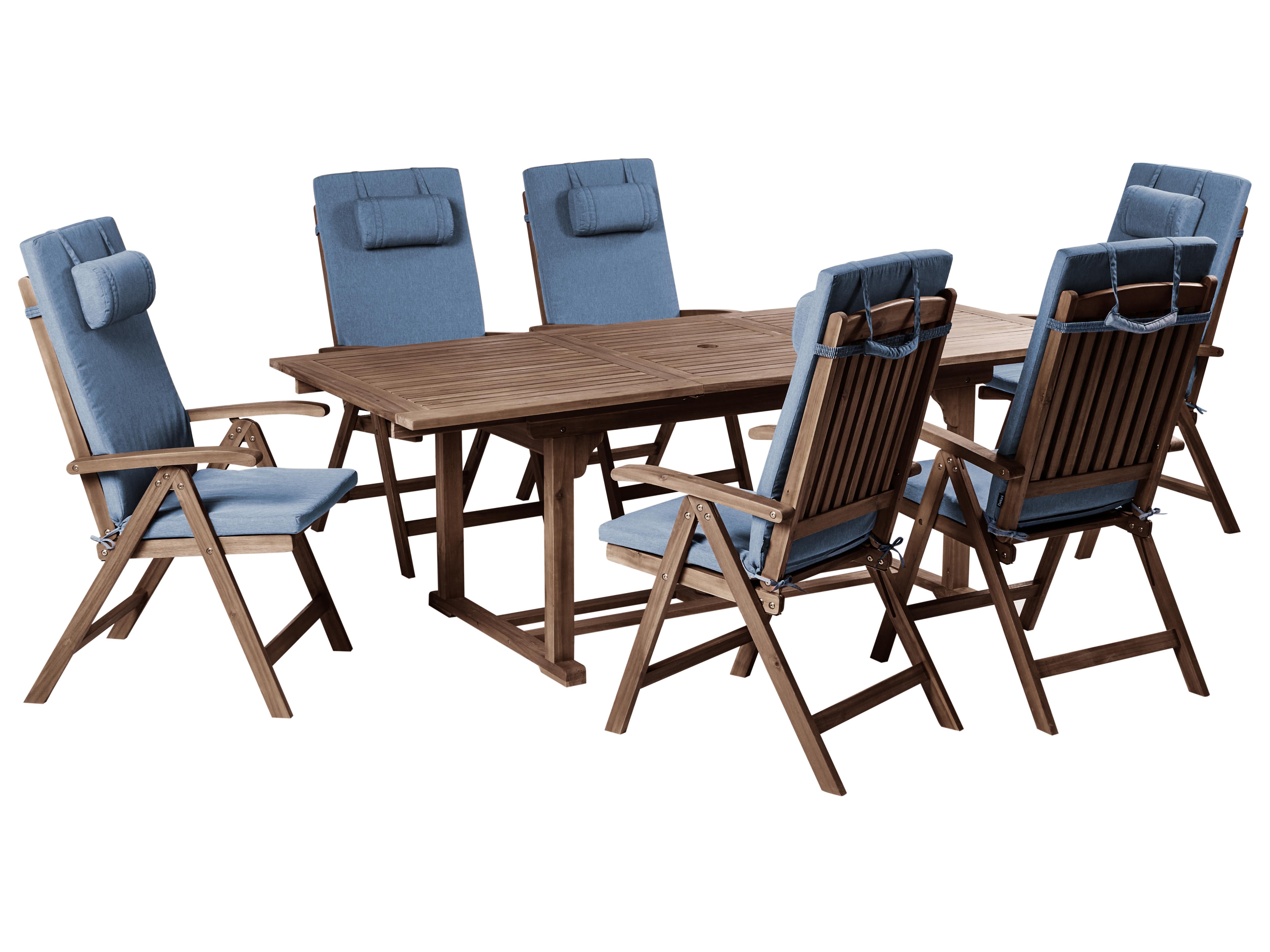 Bistro Set AMANTEA PREMIUM Acacia Wood Blue
