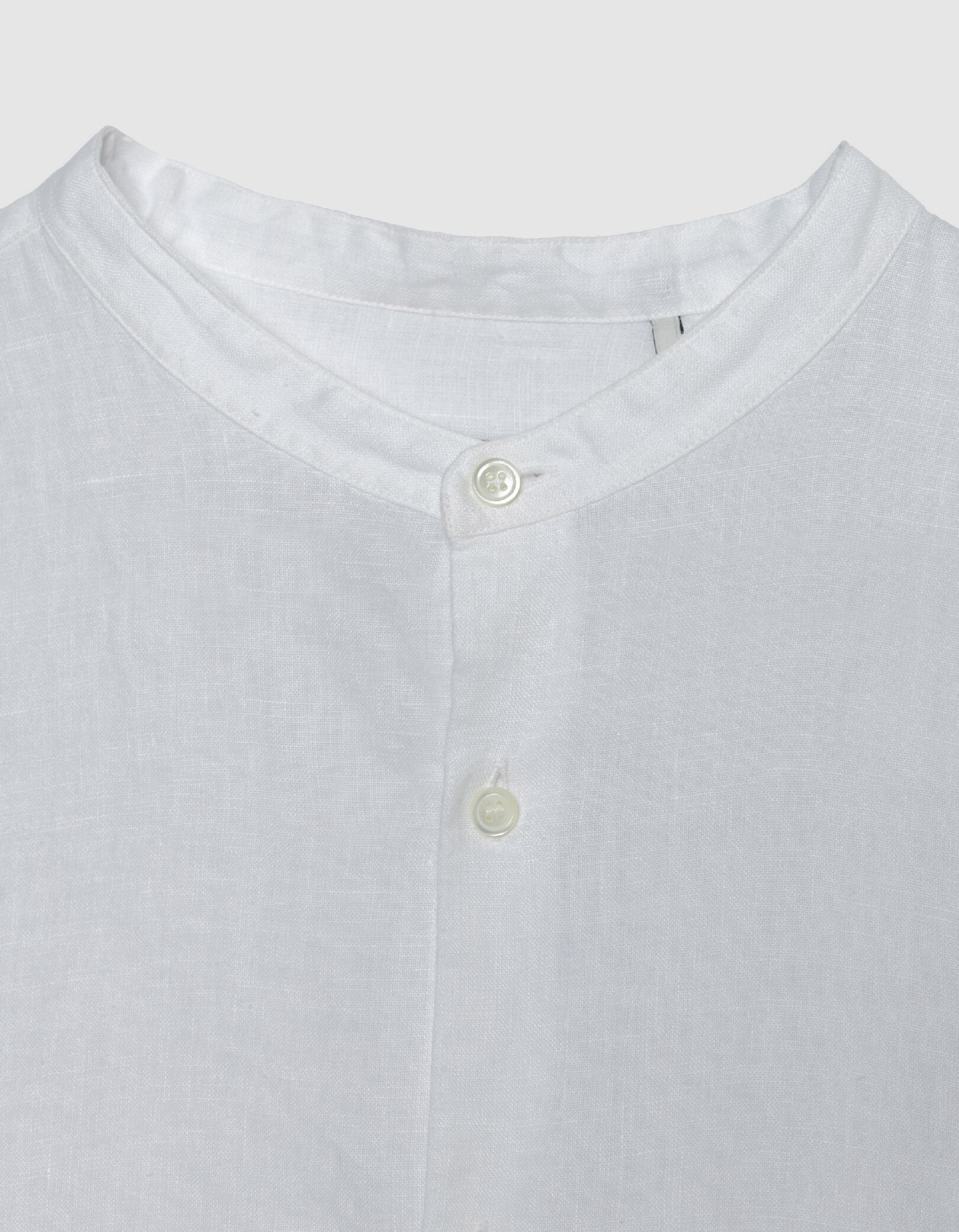 Chemise regular blanche 100% lin col Mao Homme
