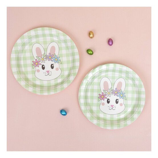 Easter Bunny Gingham Paper Plates 6 Pack