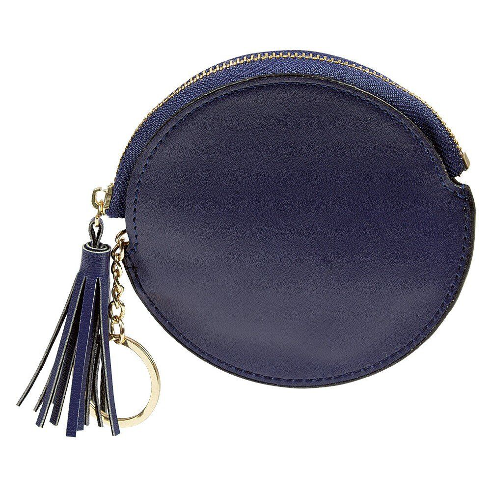 Porte monnaie rond simili avec fermeture pompon
