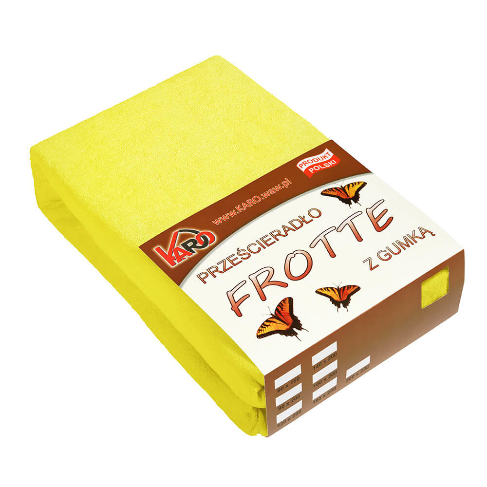 Prześcieradło frotte z gumką 60x120 żółte cytrynowe 004 KARO