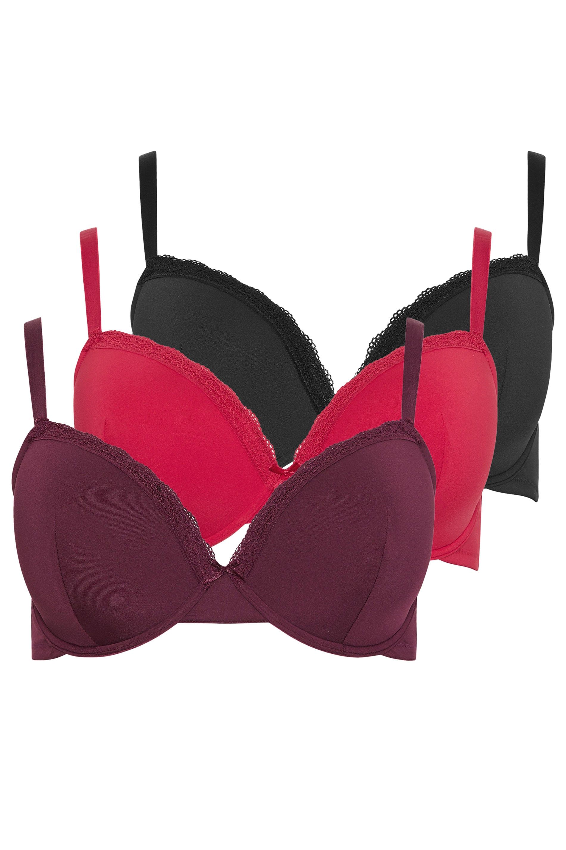 Yours 3 Pack Lace Trim Padded Bras