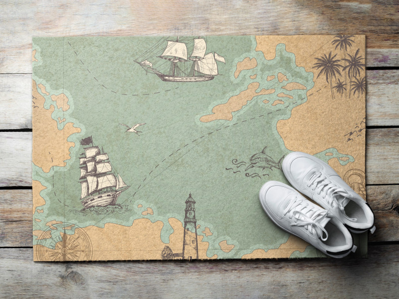 Wycieraczka pod drzwi 60x40 Stara mapa retro wycieraczka Tulup