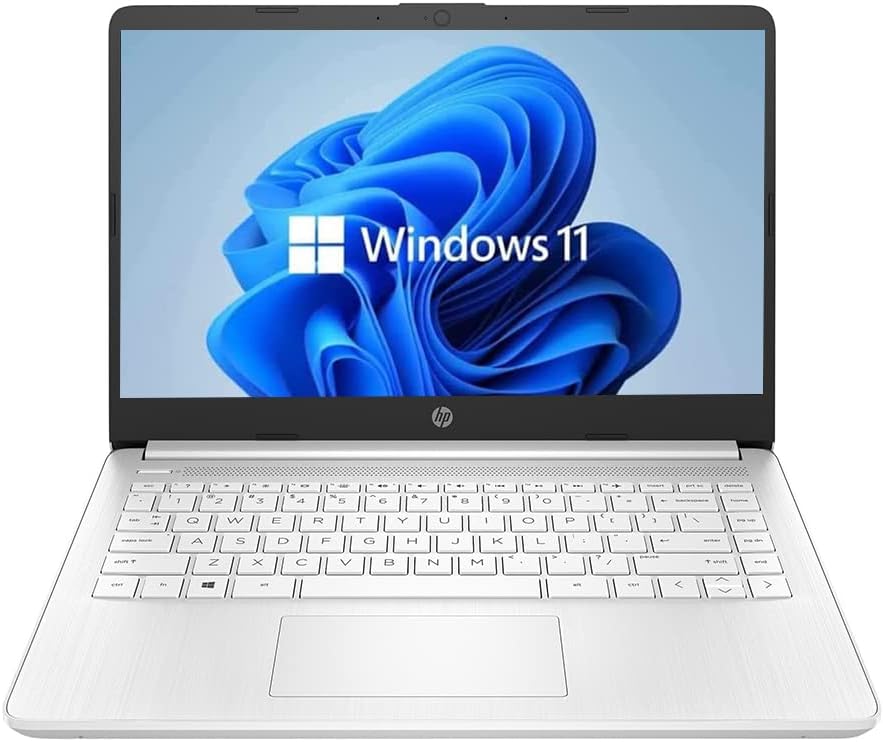 HP 14 HD Laptop  Windows 11  Intel Celeron Dual-Core Processor Up to 2.60GHz  4GB RAM  64GB SSD  Webcam(Renewed)