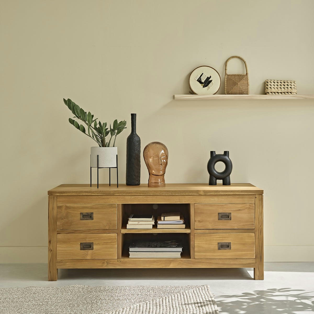 BOSTON - Meuble TV en teck massif 120 cm