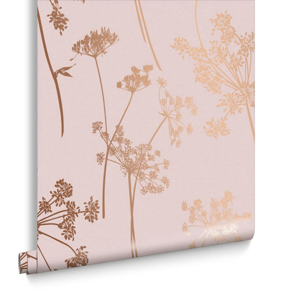 - papier peint anthriscus blush rose cuivre 1005x52cm