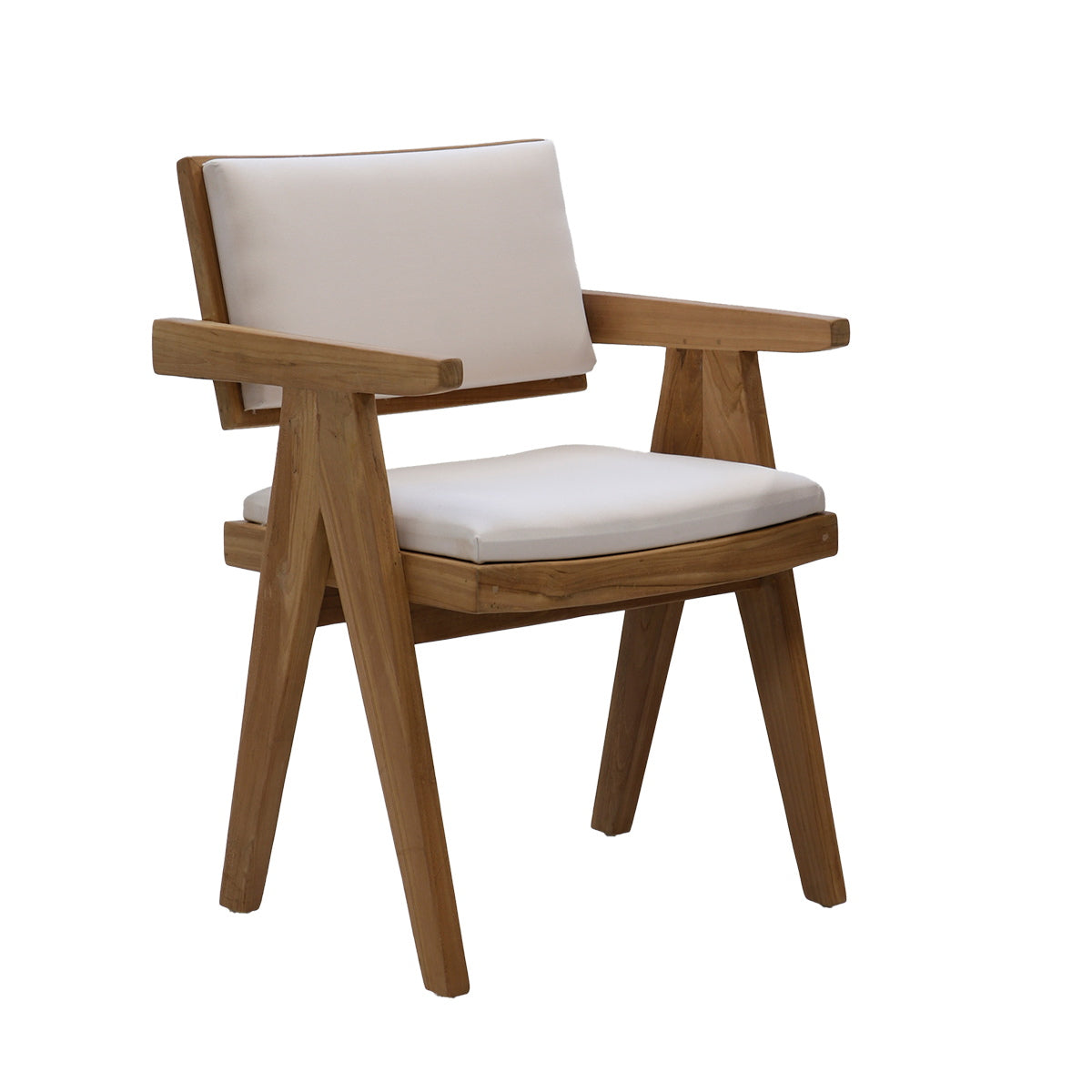 DÉJA Living Eetkamerstoel Lowen - Stof/Teakhout - Beige - Met Armleuning - Set van 2