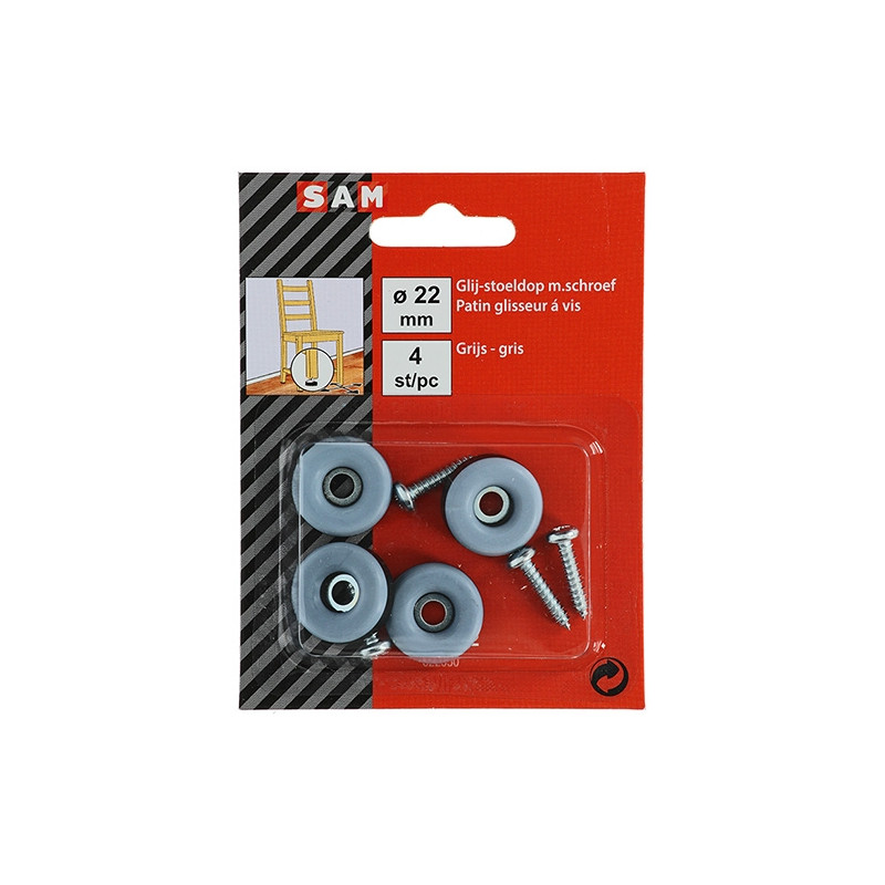 Patin glisseur à visser Ø 22 mm 4 pièces