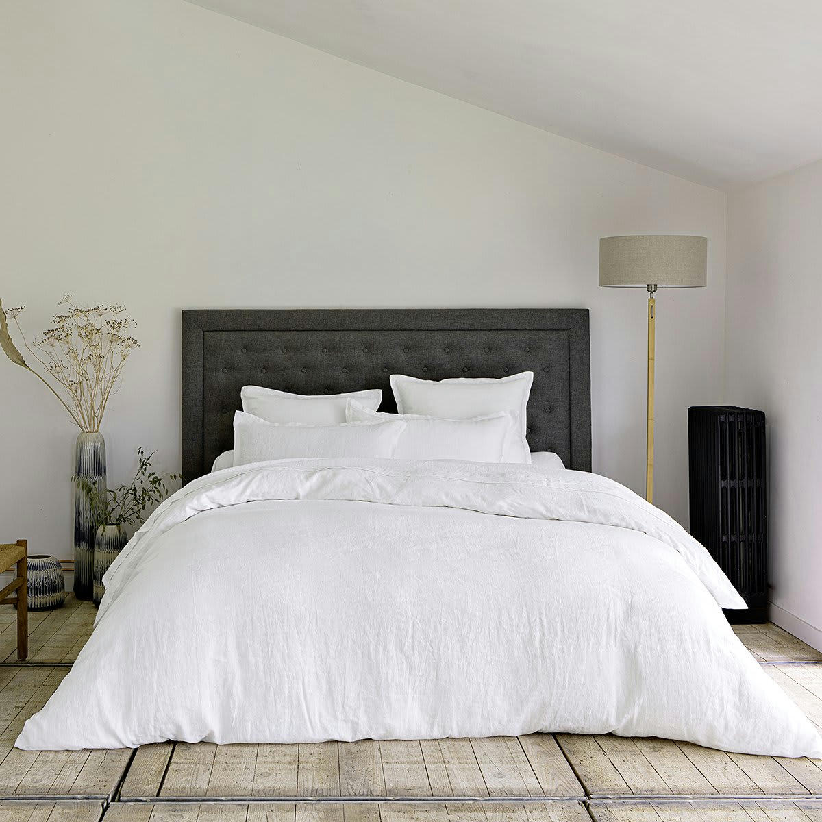 LIN LAVÉ LINA - Housse de couette lin blanc 200x200 cm