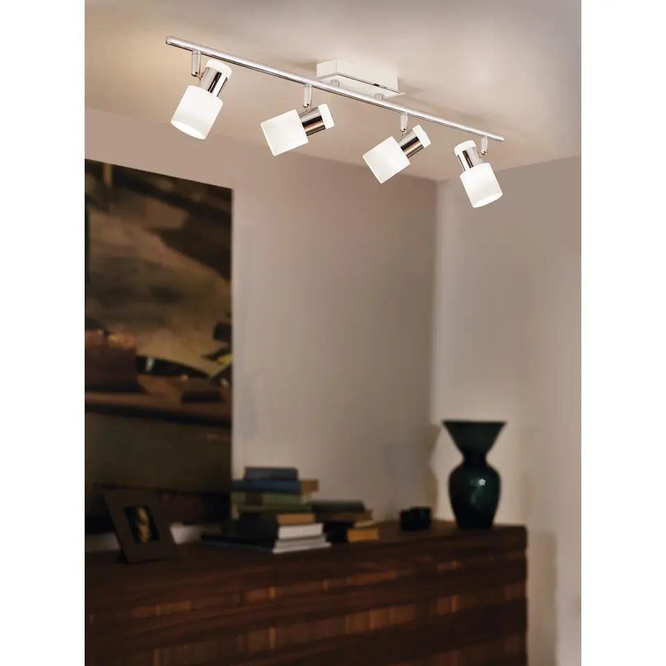 EGLODavida-Plafondspots-4Lichts-Chroom,Wit