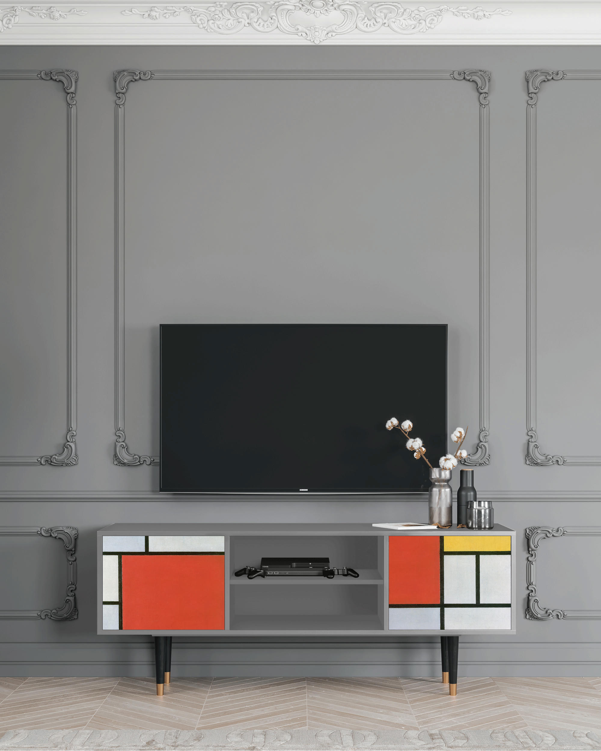 - Meuble TV  multicolore 2 portes L 170 cm